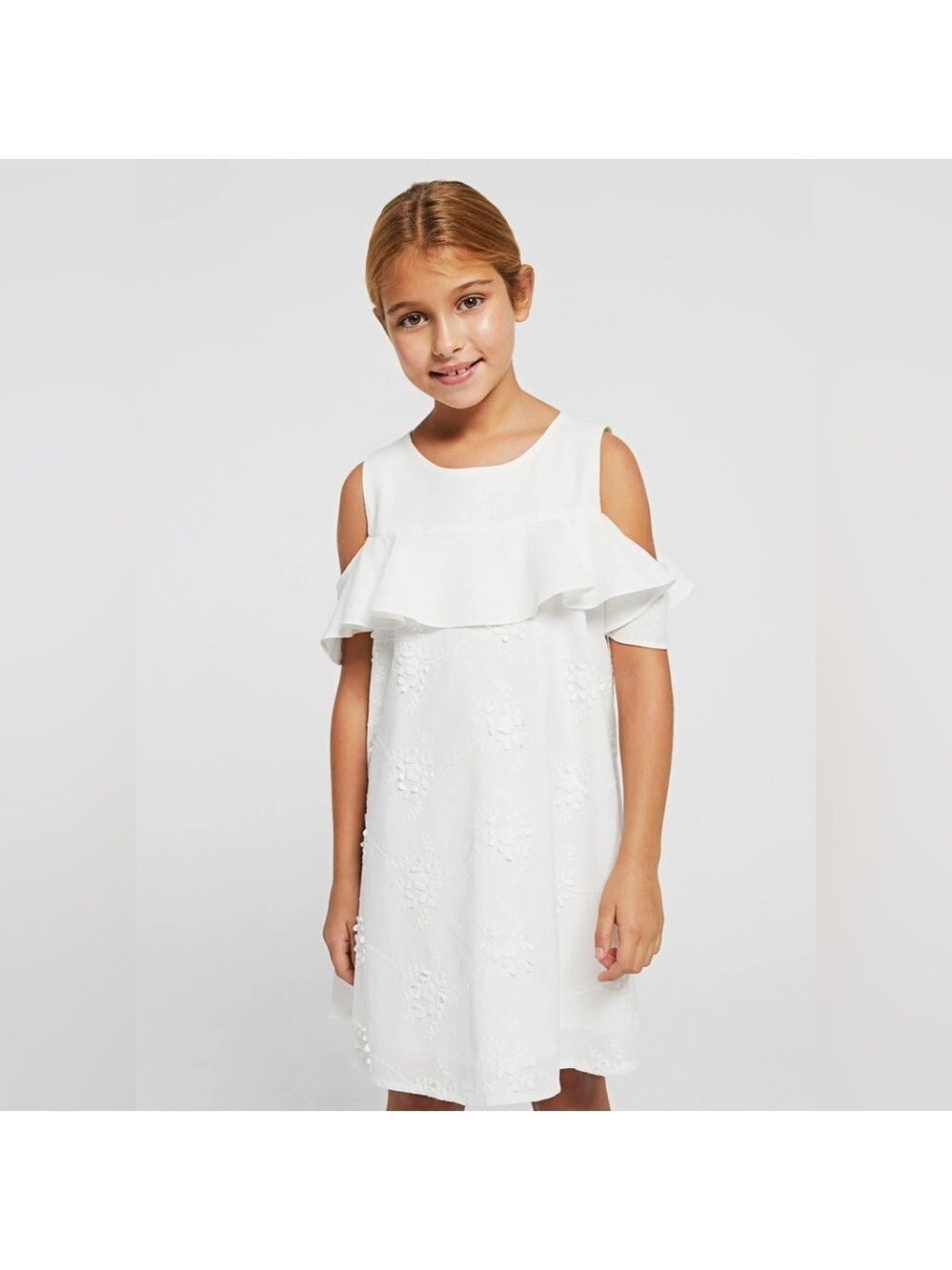 Size 14 Girls Mayoral Elegant White Floral Dress
